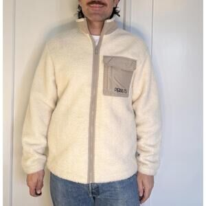 Peanuts X H&M M  Fleece Sherpa Oversized Cream Deep Pile Jacket Snoopy Joe Cool